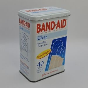 Vintage Band-Aid Clear 40 Count Metal Tin Johnson & Johnson Advertising